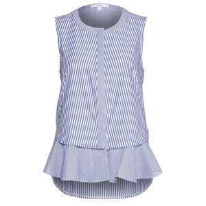 Derek Lam 10 Crosby Blue Striped Front Ruffle Top Size 2 - 2777